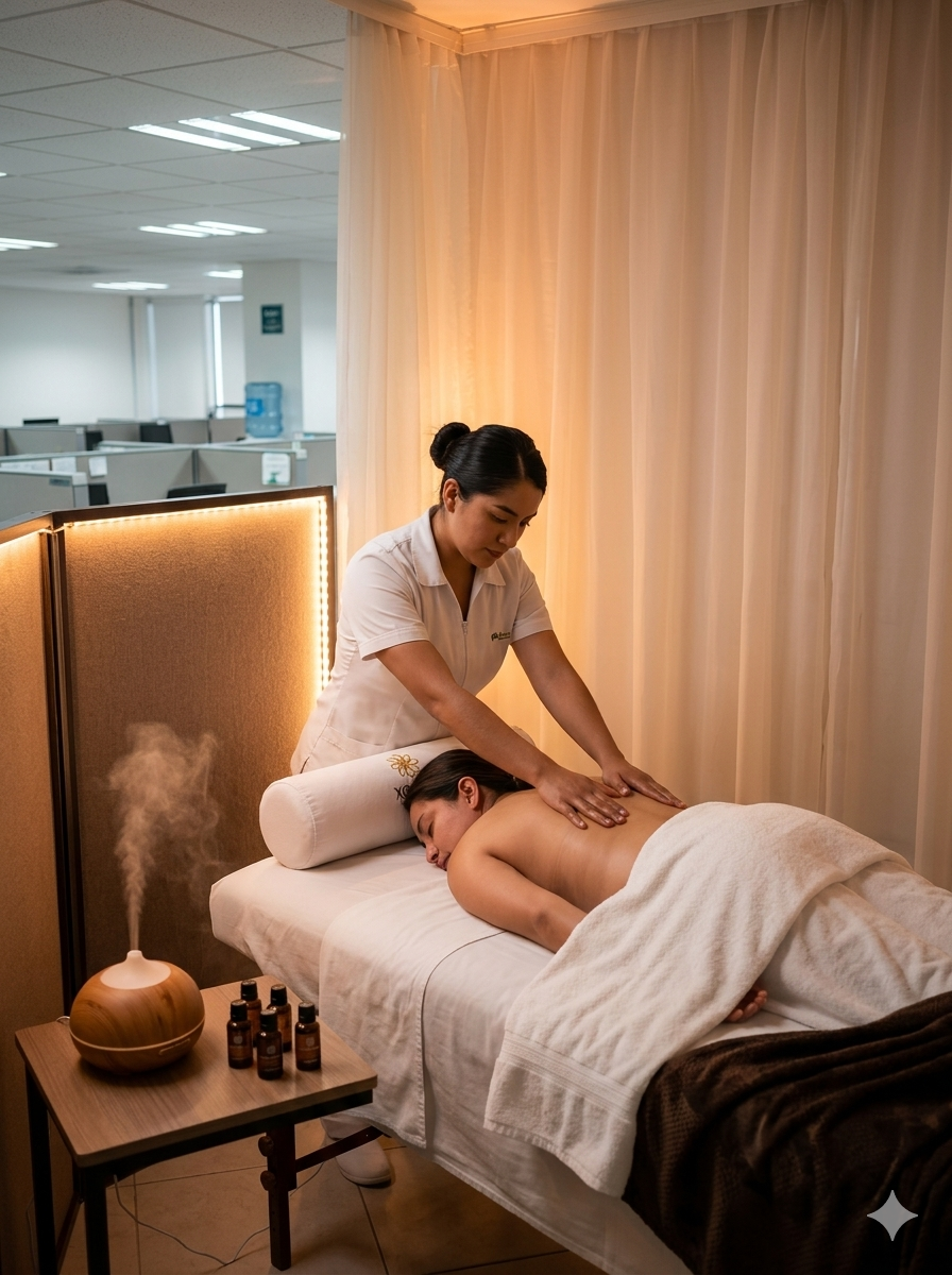 Sesión antiestrés en cabina con aromaterapia